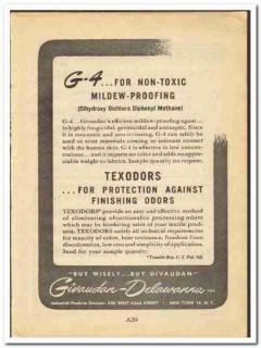 Givaudan-Delawanna Inc 1948 vintage chemical ad odors mildew-proofing Givaudan-Delawanna Inc 1948 vintage chemical ad odors mildew-proofing