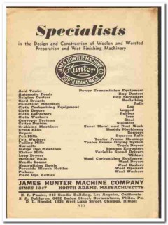 James Hunter Machine Company 1948 vintage textile ad woolen worsted