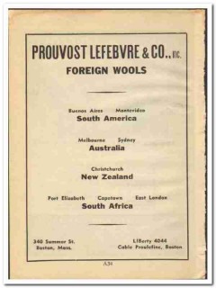 Prouvost Lefebvre Company 1948 vintage textile ad foreign wools