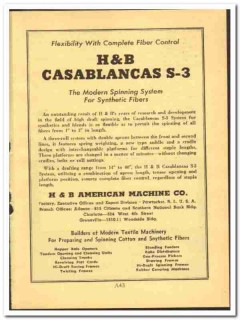 H B American Machine Company 1952 vintage textile ad spinning fibers
