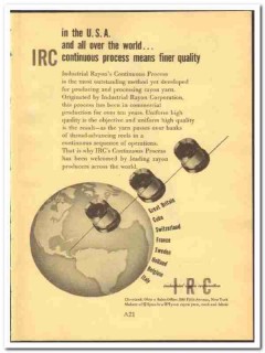 Industrial Rayon Corp 1952 vintage textile ad yarn Continuous Process Industrial Rayon Corp 1952 vintage textile ad yarn Continuous Process