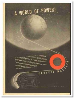 Crocker-Wheeler Electric Mfg Company 1943 vintage ad world power Crocker-Wheeler Electric Mfg Company 1943 vintage ad world power