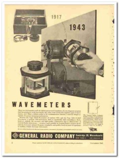 General Radio Company 1943 vintage electrical ad wavemeters General Radio Company 1943 vintage electrical ad wavemeters