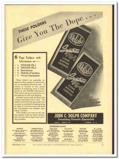 John C Dolph Company 1943 vintage electrical ad varnish  Synthite PG-1