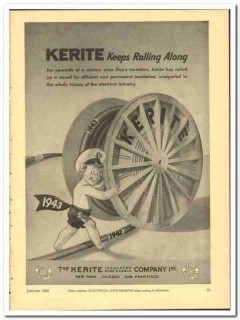 Kerite Insulated Wire Cable Company 1943 vintage electrical ad rolling