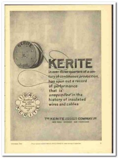 Kerite Insulated Wire Cable Company 1943 vintage electrical ad record