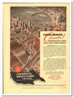 Lafayette Radio Corp 1943 vintage electrical ad every minute counts
