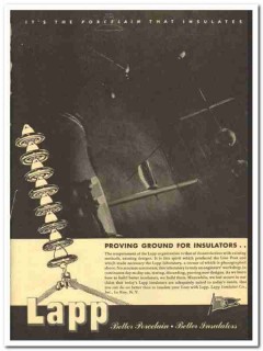 Lapp Insulator Company 1943 vintage electrical ad proving ground