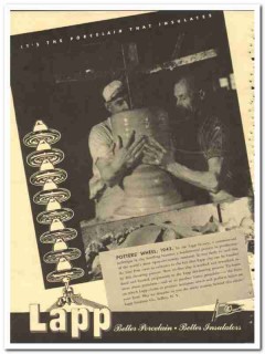 Lapp Insulator Company 1943 vintage electrical ad potters wheel