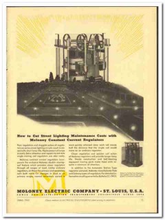 Moloney Electric Company 1943 vintage ad street lighting regulators