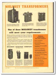 Moloney Electric Company 1943 vintage ad transformers