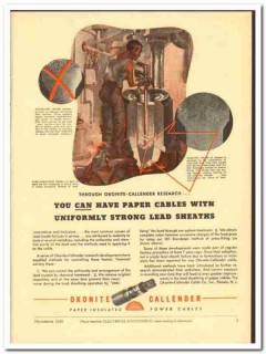 Okonite-Callender Cable Company 1943 vintage electrical ad uniformly