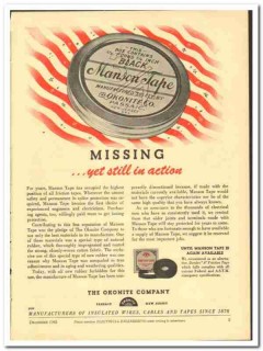 Okonite Company 1943 vintage electrical ad Manson Tape missing