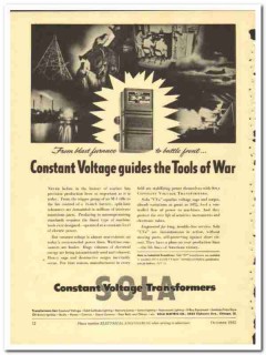 Sola Electric Company 1943 vintage ad constant voltage tools