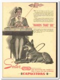 Solar Mfg Corp 1943 vintage electrical ad capacitors hands see