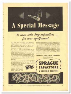 Sprague Specialties Company 1943 vintage electrical ad war equipment