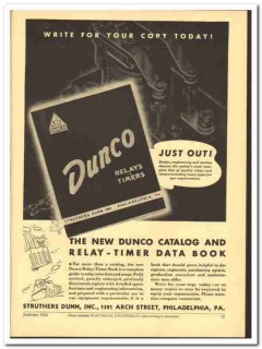 Struthers-Dunn Inc 1943 vintage electrical ad relays timers Dunco