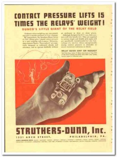 Struthers-Dunn Inc 1943 vintage electrical ad relays contact pressure