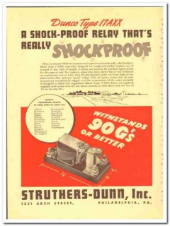 Struthers-Dunn Inc 1943 vintage electrical ad relay shock-proof Dunco