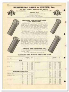 Harrisburg Sales Service Inc 1950 vintage oil catalog oilfield liners Harrisburg Sales Service Inc 1950 vintage oil catalog oilfield liners