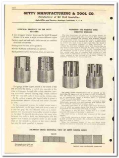 Getty Mfg Tool Company 1950 vintage oil catalog oilfield strainer