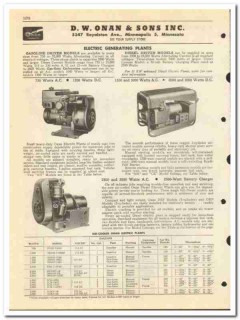 D W Onan Sons Inc 1950 vintage oil catalog oilfield electric generator