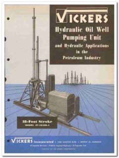 Vickers Inc 1950 vintage oil gas catalog oilfield well pumping unit Vickers Inc 1950 vintage oil gas catalog oilfield well pumping unit