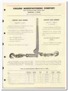 Collins Mfg Company 1951 vintage oil gas catalog oilfield load binders