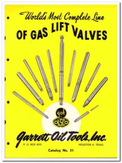 Garrett Oil Tools Inc 1951 vintage catalog oilfield gas lift valves