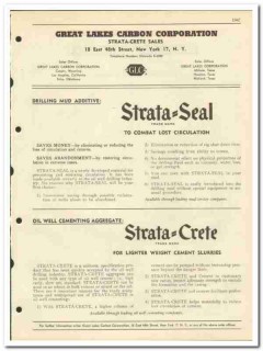 Great Lakes Carbon Corp 1951 vintage oil catalog oilfield Strata-Crete