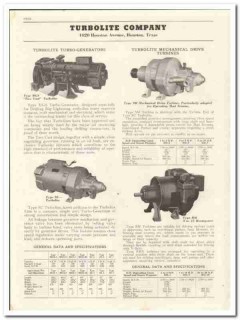 Turbolite Company 1944 vintage oil catalog oilfield turbine generators Turbolite Company 1944 vintage oil catalog oilfield turbine generators
