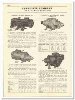 Turbolite Company 1947 vintage oil catalog oilfield turbine generators Turbolite Company 1947 vintage oil catalog oilfield turbine generators