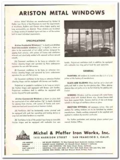 Michel Pfeffer Iron Works Inc 1948 vintage window catalog Ariston Michel Pfeffer Iron Works Inc 1948 vintage window catalog Ariston