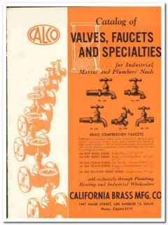 California Brass Mfg Company 1948 vintage plumbing catalog valves