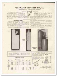 Fox Water Softener Company 1948 vintage plumbing catalog industrial