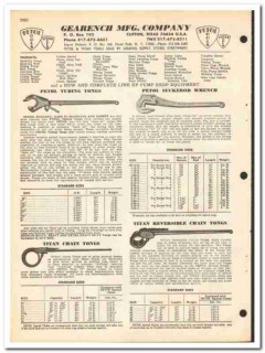 Gearench Mfg Company 1969 vintage oil catalog oilfield tongs wrench