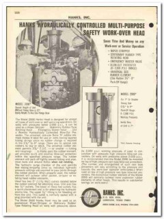 Hanks Inc 1969 vintage oil gas catalog oilfield work-over head Hanks Inc 1969 vintage oil gas catalog oilfield work-over head