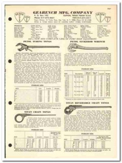 Gearench Mfg Company 1967 vintage oil gas catalog oilfield tongs