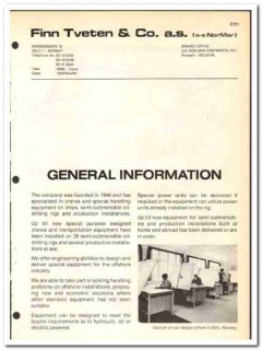 Finn Tveten Company 1977 vintage oil gas catalog oilfield cranes Finn Tveten Company 1977 vintage oil gas catalog oilfield cranes
