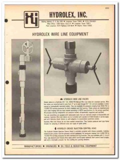 Hydrolex Inc 1981 vintage oil gas catalog oilfield wire line equipment Hydrolex Inc 1981 vintage oil gas catalog oilfield wire line equipment