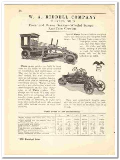 W A Riddell Company 1930 vintage tractor catalog grader crawler Warco