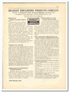 Headley Emulsified Products Company 1930 vintage road catalog asphalt Headley Emulsified Products Company 1930 vintage road catalog asphalt
