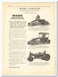 Wehr Company 1930 vintage tractor catalog road maintenance equipment