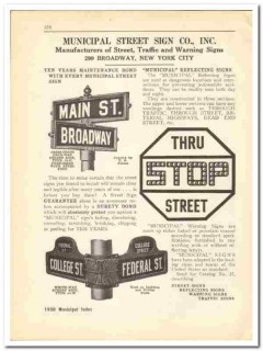 Municipal Street Sign Company 1930 vintage road catalog traffic Municipal Street Sign Company 1930 vintage road catalog traffic