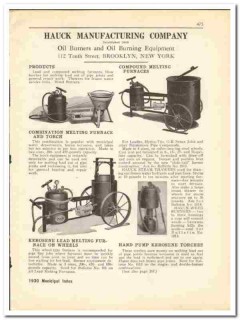 Hauck Mfg Company 1930 vintage road catalog melting furnace torch Hauck Mfg Company 1930 vintage road catalog melting furnace torch