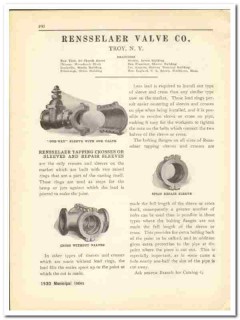 Rensselaer Valve Company 1930 vintage plumbing catalog sleeves crosses Rensselaer Valve Company 1930 vintage plumbing catalog sleeves crosses