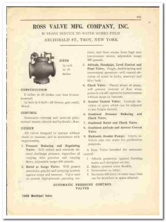 Ross Valve Mfg Company 1930 vintage plumbing catalog pressure control Ross Valve Mfg Company 1930 vintage plumbing catalog pressure control