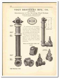 Vogt Brothers Mfg Company 1930 vintage plumbing catalog hydrants Vogt Brothers Mfg Company 1930 vintage plumbing catalog hydrants