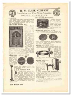 H W Clark Company 1930 vintage plumbing catalog water meter box H W Clark Company 1930 vintage plumbing catalog water meter box