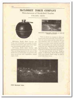 McCloskey Torch Company 1930 vintage road catalog bomb-shell signal McCloskey Torch Company 1930 vintage road catalog bomb-shell signal